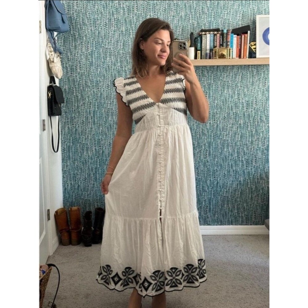 Anthropologie Peregrine Embroidered Smocked Maxi Dress - Picture 13 of 16